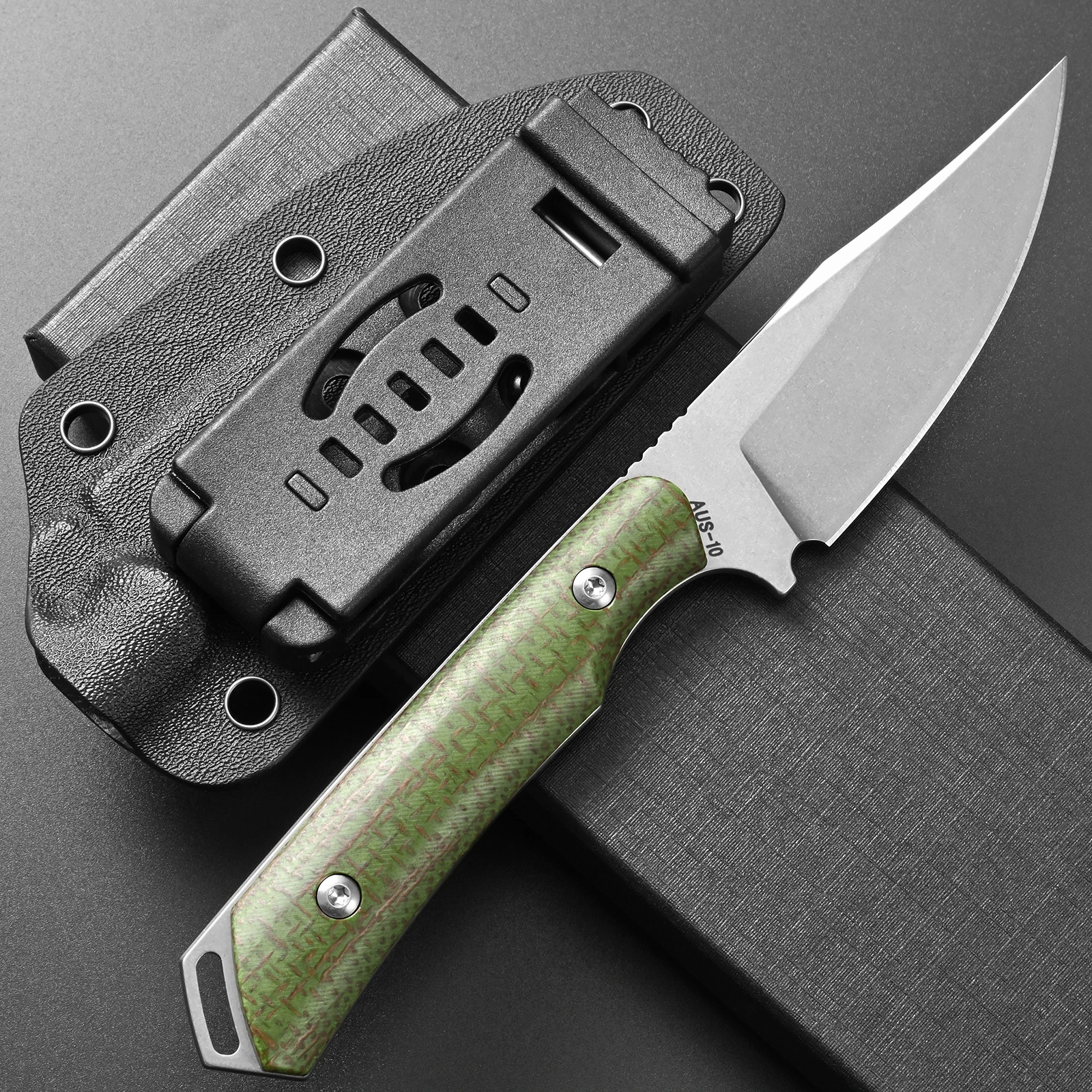 Eafengrow EF168 Fixed Blade Knife AUS-10 Steel Blade Micarta Handle Small Handy Carry Knifes for Outdoor Camping