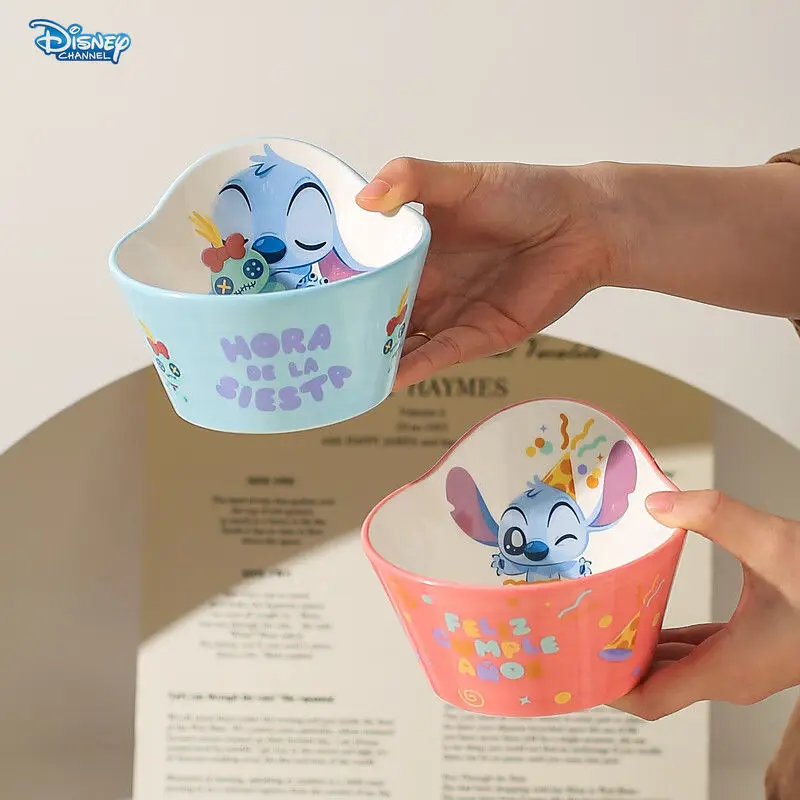 Disney Cute Stitch Cartoon Kids Bowl Family Kitchen Cute Tableware Ceramic Rice Bowl Kitchenware Disney Kids Bowl