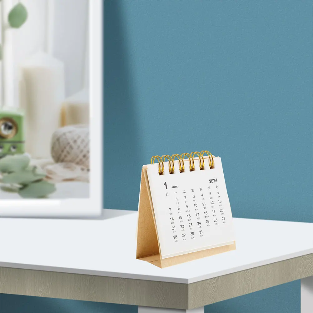 

3 Pcs Mini Desk Calendar 2024 Small Simple Style Portable Paper Desktop Calendars Flip Design for Teachers Students Office