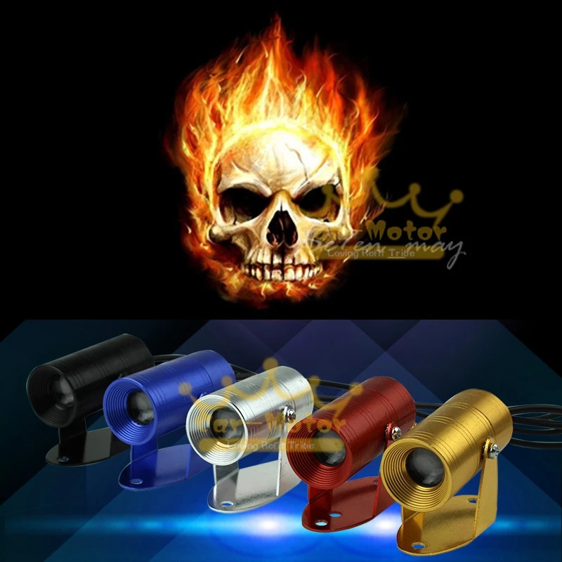 3D Motor LED Flaming Skull Ghost Logo Motorcycle Parts Lighting Laser Projector Shadow Ghost Tail Light