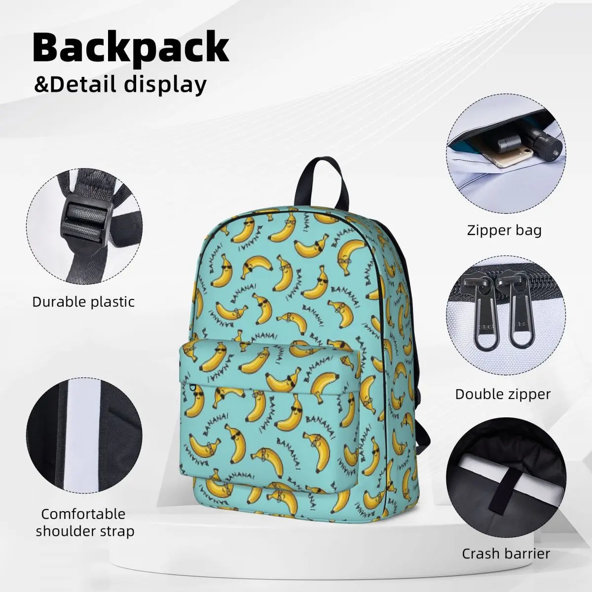 I Am A Cool Banana Pattern Backpacks Boys Girls Bookbag Children School Bags Cartoon Laptop Rucksack Shoulder Bag Large Capacity