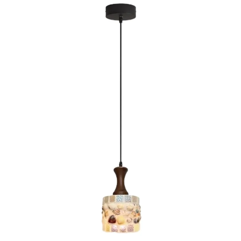 الحديثة الإبداعية قذيفة الزجاج مُثبتة في السقف ضوء خشبي LED مصباح معلق غرفة المعيشة غرفة نوم مطعم المطبخ الراتنج الثريا