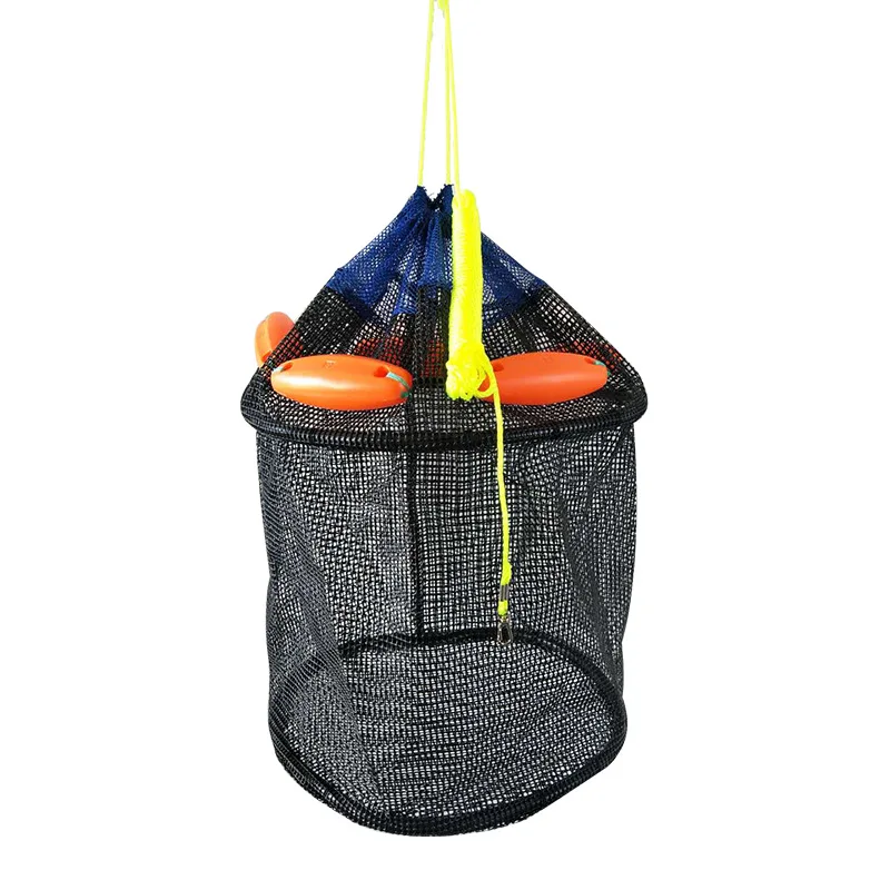 

floating fish protection sea fishing net pocket mesh bagged quick-drying folding fish cage PU fish basket 36/40cm Dia &10m Rope