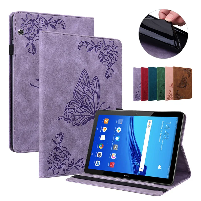 Case for Etui Huawei Mediapad T5 10 1 inch Case Butterfly Wallet Stand Flip Tablet Funda for Huawei Mediapad T5 Case Coque 10.1