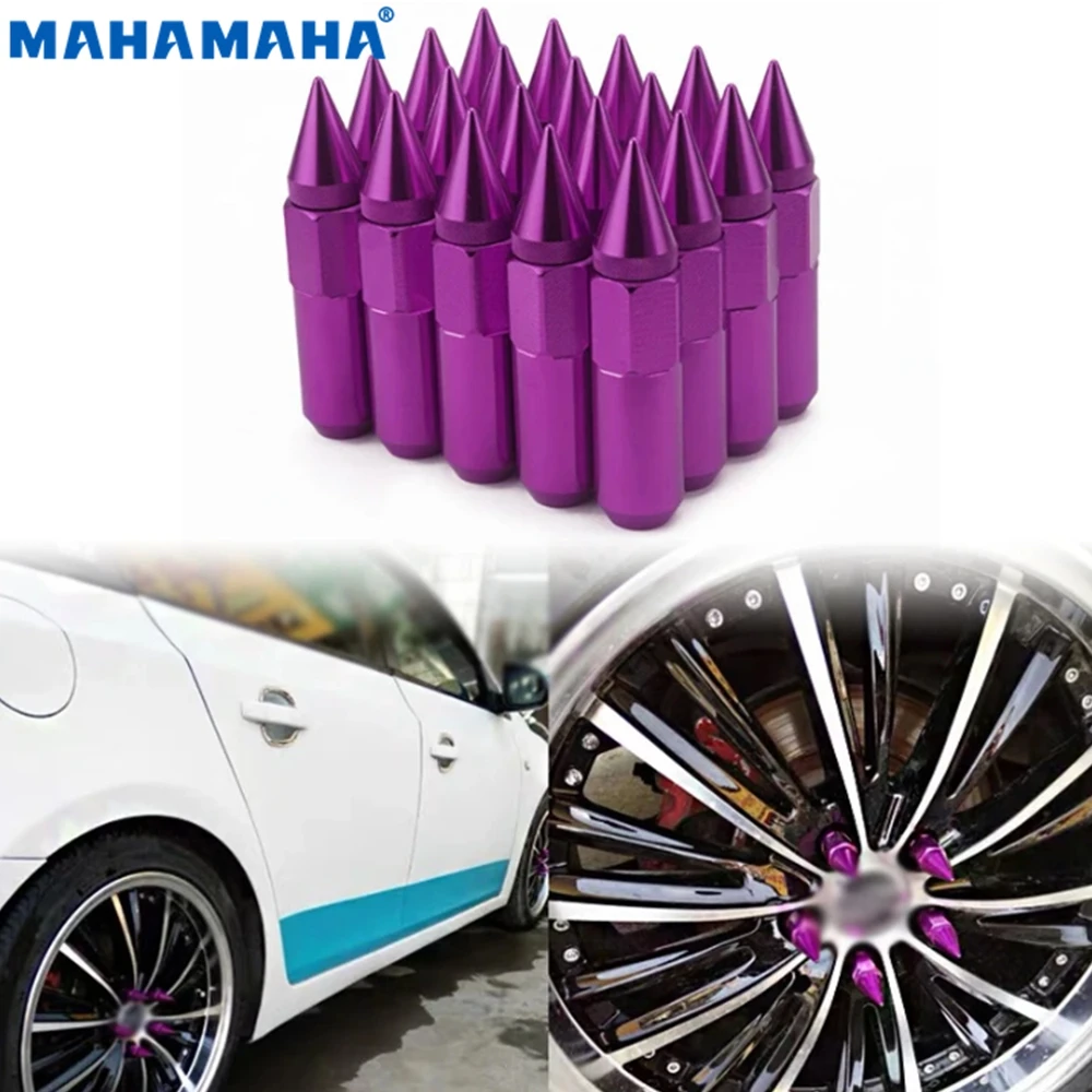 Racing Car Accessories Wheel Nuts M12x1.5 M12x1.25 Aluminum 60mm Extended Tuner Spike Lug Nuts 20pcs Car Accessories