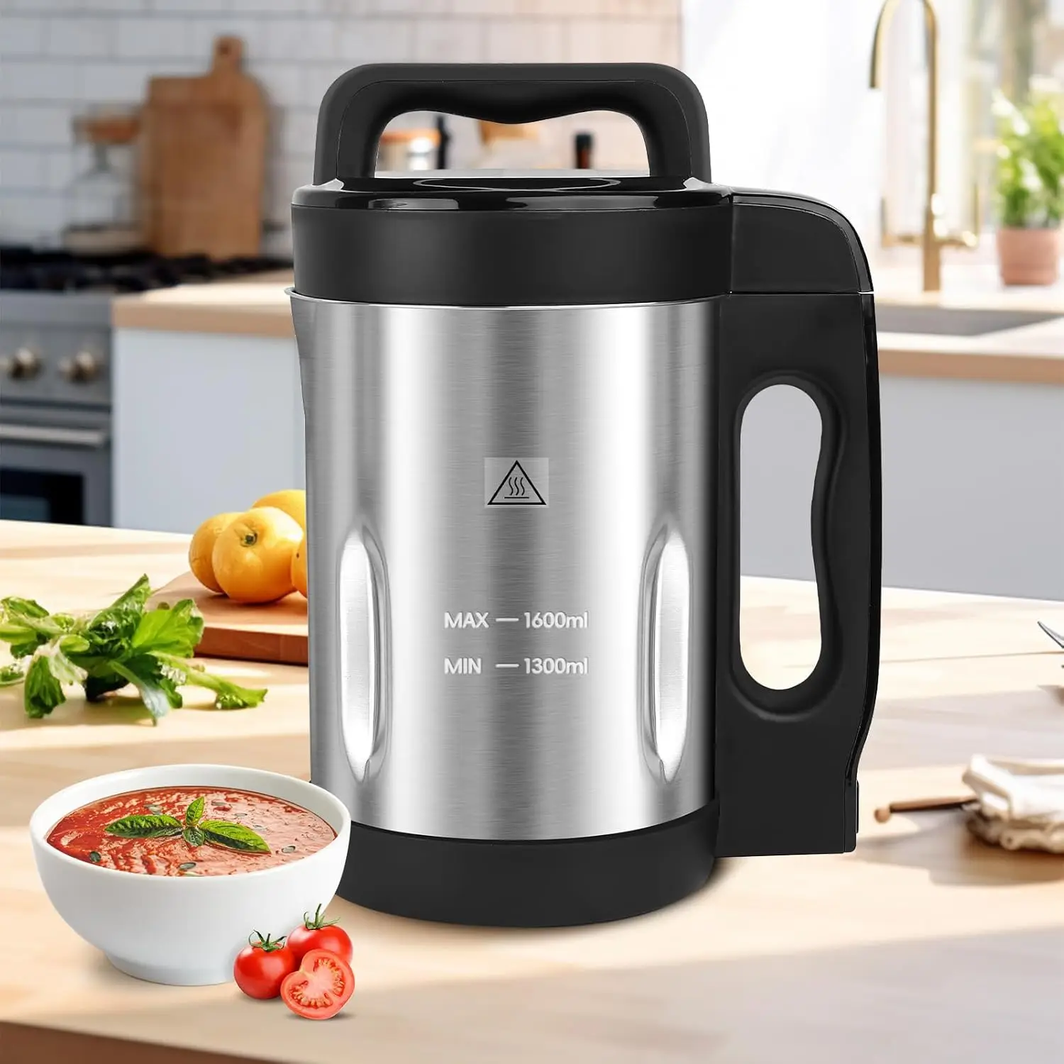 

Soup Maker 1.6L, 6-in-1 Multi-Function Soupmaker Cooker with LCD Control Panel, Stainless Steel Electric Soup Machine Blender, S
