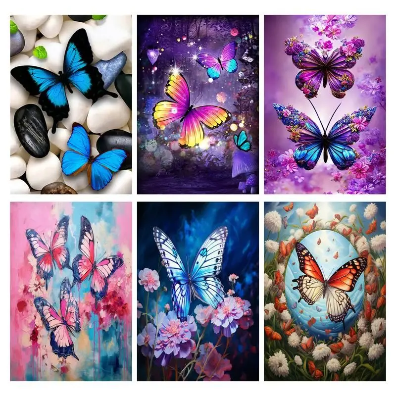 

CHENISTORY Diamond Embroidery Butterfly Rhinestone Picture Diamond Painting Kit Animal Mosaic Full Round Drill Home Decor