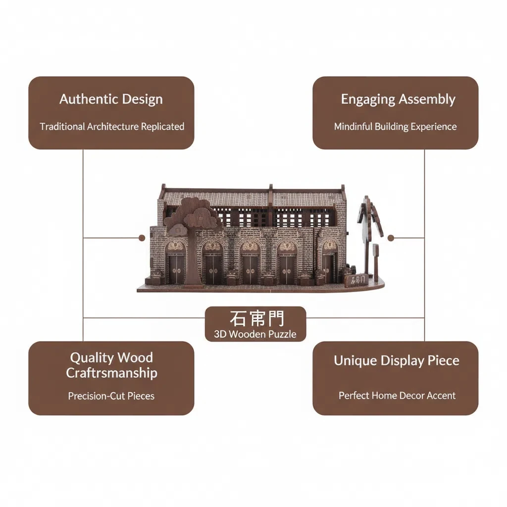 لغز OUZEY الصيني التقليدي ثلاثي الأبعاد للمنزل - مجموعة بناء خشبية على طراز Shikumen للبالغين والمراهقين 14+ #3