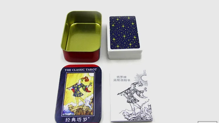 Iron Box English Radiant Rider Wait Tarot Cards Factory Made High Quality Taro Card with Colorful Box Cards Game Board Game