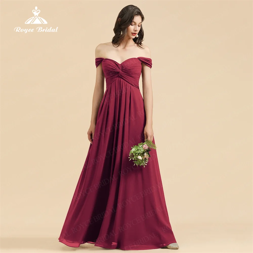 Modest Off Soulder A Line Bridesmaid Dresses Chiffon Pleated Sweetheart Sleeveless Customize Maid Of Honor Gowns vestido festa