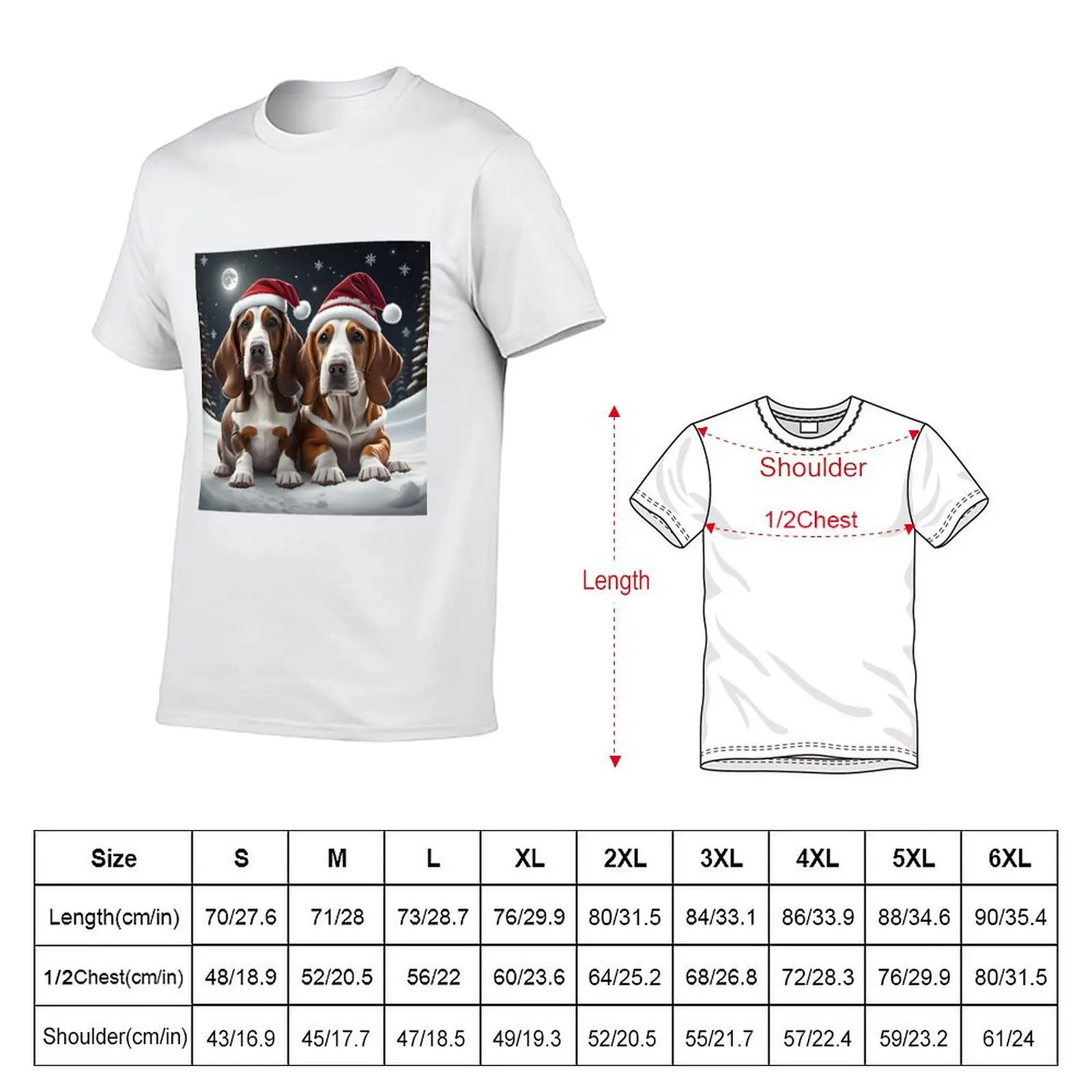 Basset hound dogs in a Winter Wonderland T-Shirt All Weather Casual Short Sleeve