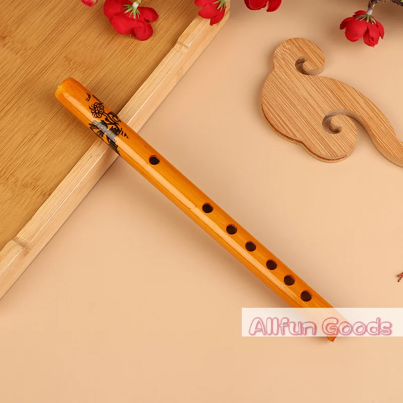 1Pc Chinese Traditional 6 Holes Bamboo Flute Vertical Flute Clarinet Student Musical Instrument Wooden Color Flute For Beginner