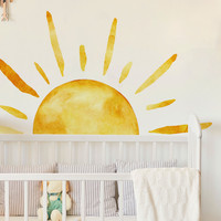 Boho Sunshine Wall Sticker DIY Removable Self-adhesive Hand-painted Sun Decals Kindergarten Nursery Kids Room Decor Vinyl Murals