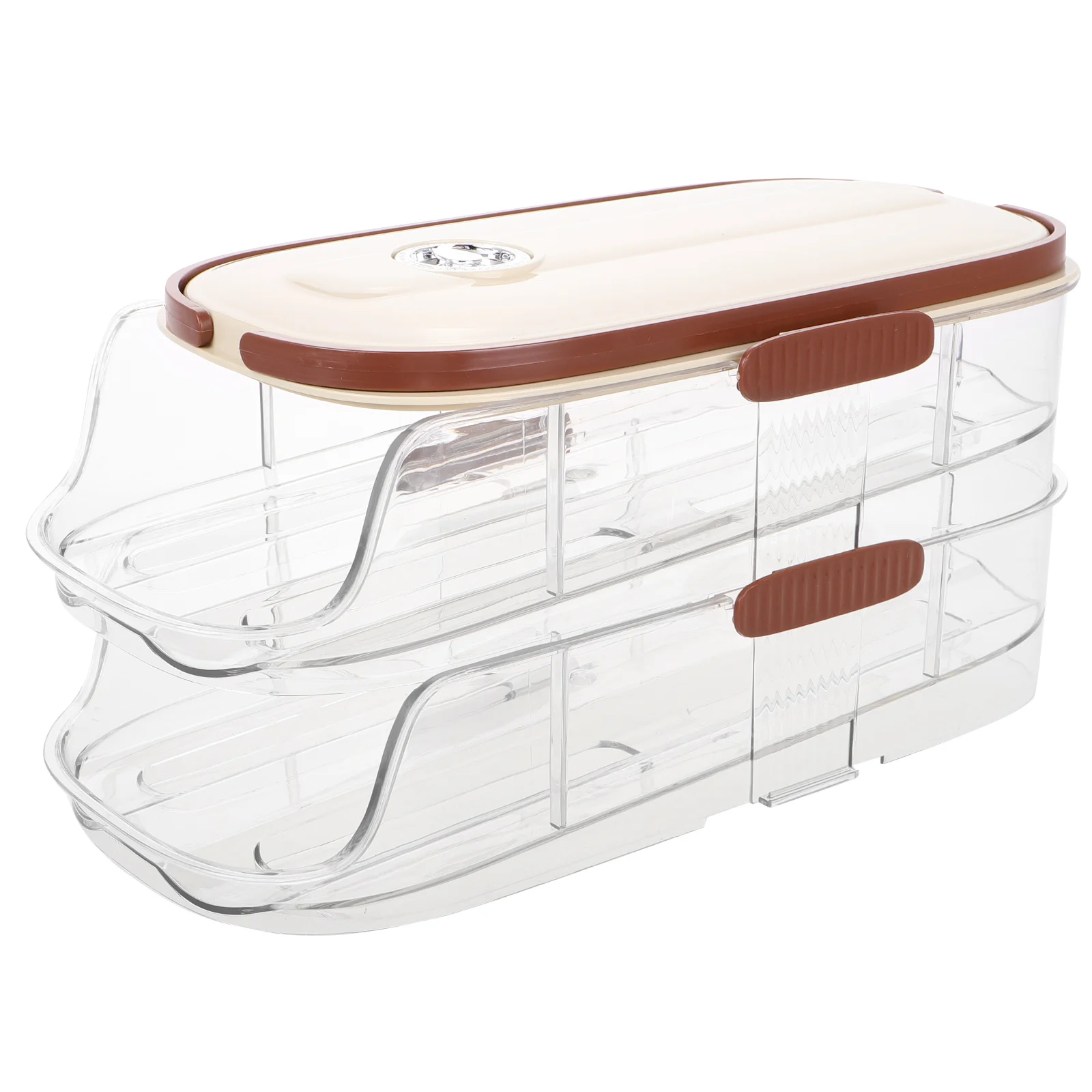 

Egg Box Slide Roller Eggs Organizer Holder Dispenser Rack Refrigerator Storage Fridge Side Egg Holder Counter Top Portable Two