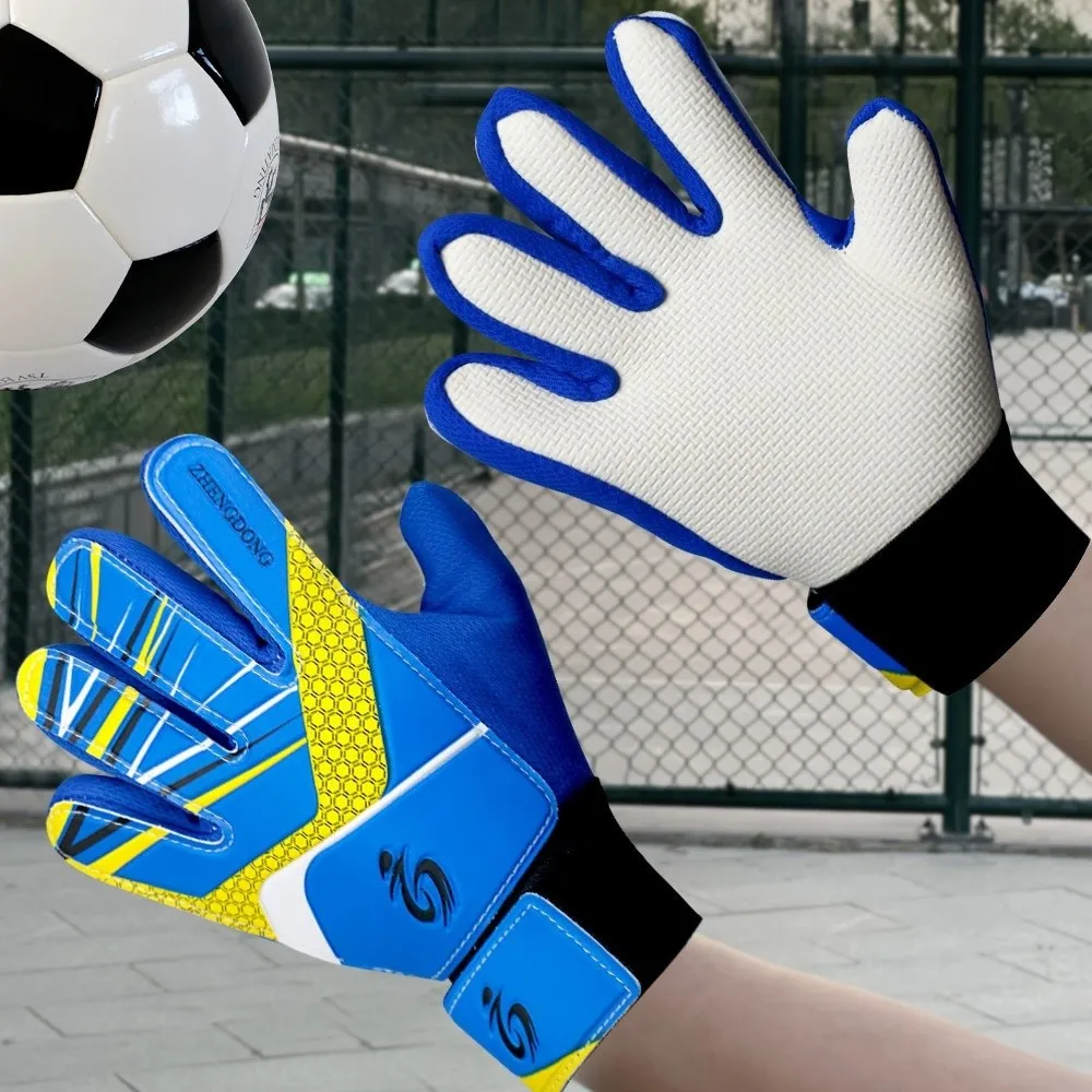 1 par de guantes profesionales de portero de fútbol para niños, guantes de protección de látex con dedos completos y resistentes