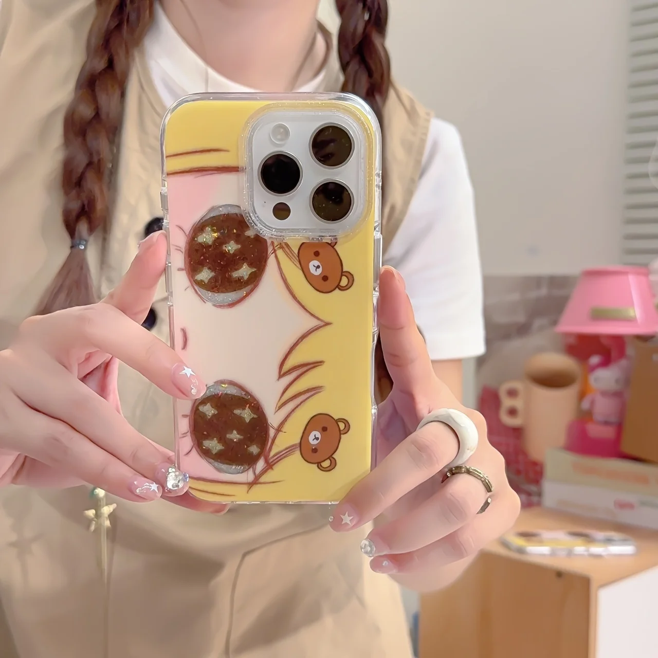 Casing Ponsel Gadis Mata Besar Berkilau untuk Samsung Galaxy S25 S24 S23 S22 S21 FE Ultra Plus 4G 5G Tekstur Bulu Penutup Belakang