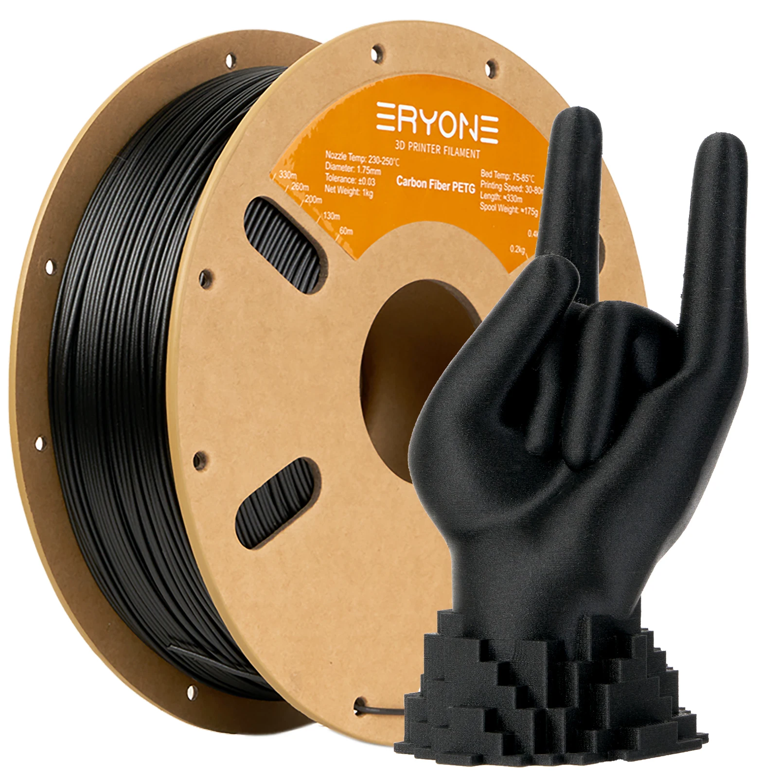 ERYONE PETG Kohlefaser 1 kg Filament 1,75 mm ± 0,03 mm Toleranz für FDM 3D-Drucker Hohe Zähigkeit Neuankömmling Schneller Versand