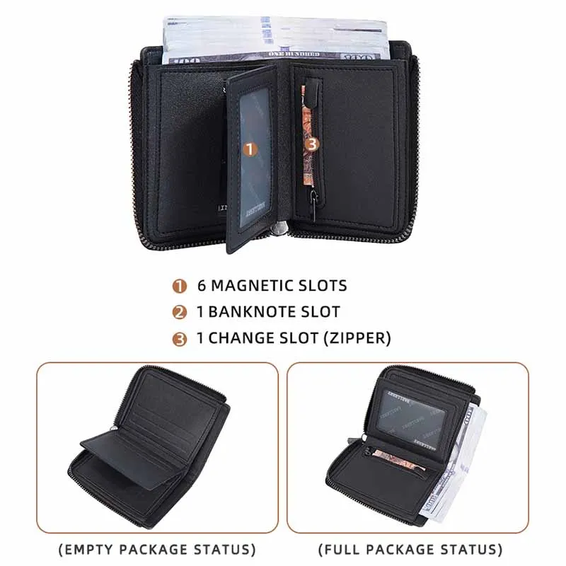 جديد رجال الأعمال محفظة تتفاعل متعددة فتحة سستة مكافحة سرقة فرشاة عملة المحفظة للرجل رقيقة الحد الأدنى محفظة جلدية حامل بطاقة الهوية