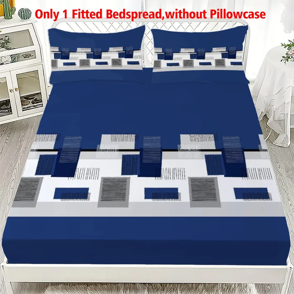1 Stück Weiches Atmungsaktives Geometrisches Blockdruck-Spannbettlaken mit Tiefen Taschen Elastischer Matratzenbezug Einzel Doppel Queen King Schlafzimmer-Deko