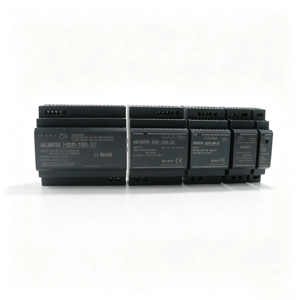 HDR-15 DIN Rail Switching Power Supply 100-240VAC HDR Series 15W 30W 60W 100W 150W AC to DC Voltage 5V 12V 24V 0-7.1A SMPS