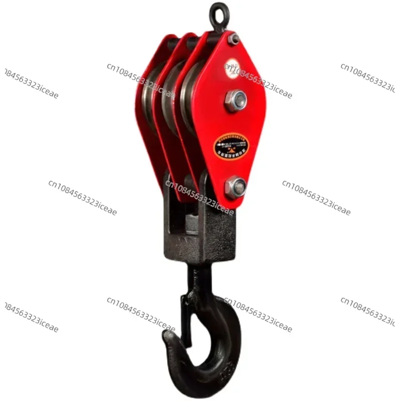 

Double wheel lifting pulley bearing lifting hook, three wheel labor-saving moving pulley group lifting ring, 5t multi wheel