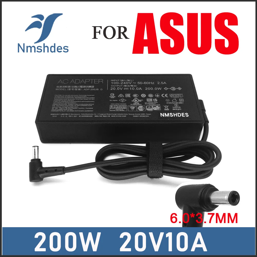 Оригинальное зарядное устройство переменного тока 200 Вт, 20 В, 10 А для ASUS TUF Dash FX517ZR FX517ZR-HN013W, кабель питания для ноутбука 6,0 мм