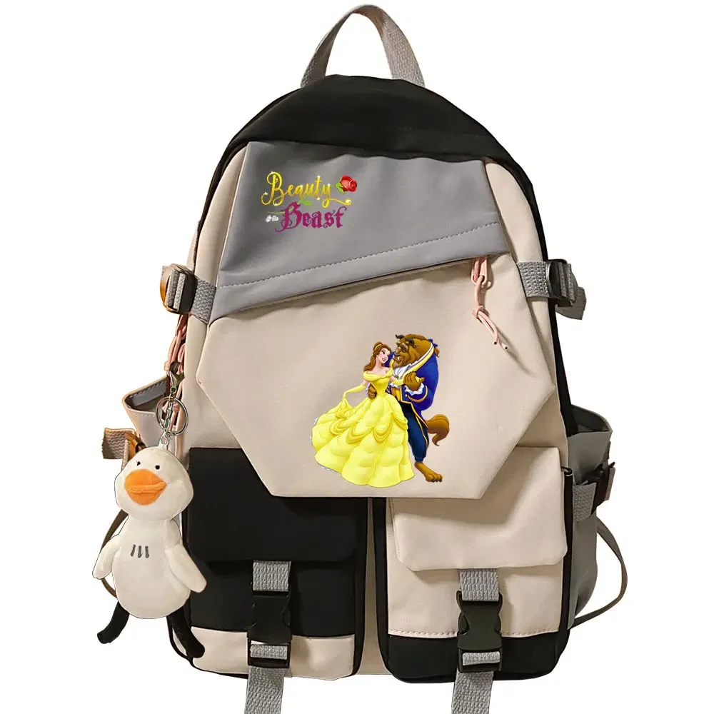 

MINISO Kawaii школьные сумки для книг для девочек Belle Princess женский лоскутный рюкзак для подростков школьные сумки холст студенческий рюкзак
