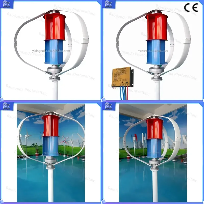 300W 400W Vertical Axis Wind Turbine Generator Kit with Charge Controller Outdoor Solar Wind Hybrid Power System for Home