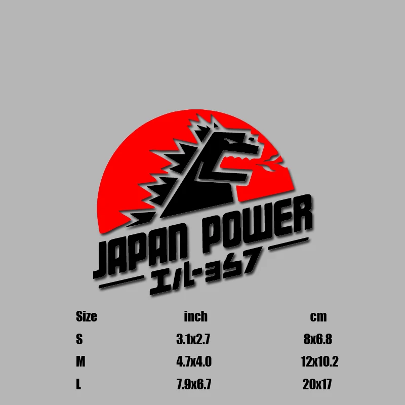 JAPAN POWER Japanese Dinosaur Gozila sticker,JDM cartoon decal High Quality And Durable Automobiles Exterior Accessories