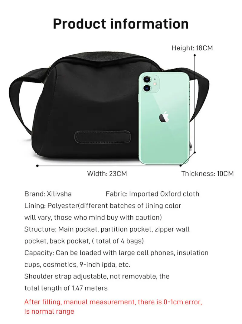 Small Nylon Crossbody Bags for Women  Purse and Shoulder Bag Causal Chest Pack Cell Phone Travel Bag