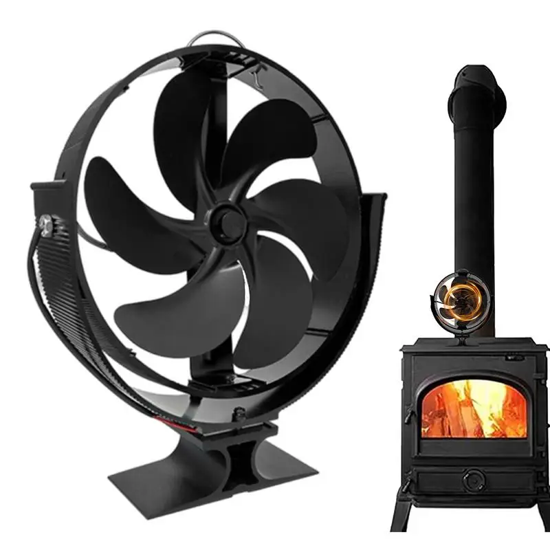 

Thermal Fireplace Fan Non-Electric Rotating Fan Stove Fan With Protective Cover For Log Burner Wood Burning Stoves Pellet Stoves