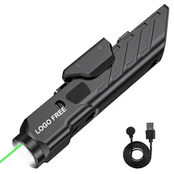 Free logo 1700 Lumens Tactical Green Laser Light Combo 2 in 1 M&P Mount Magnetic Rechargeable Flashlight