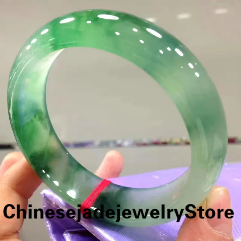 

Real Jades Bangles Natural Burmese Jadeite 54mm-64mm Ice Green Bracelet Elegant Princess Bracelet Best Light Gifts For Ladies