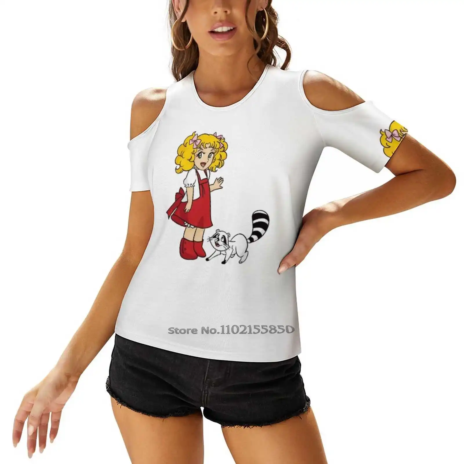 Candy Candy Cartoon Animated Woman Tshirts Printed Tops Zipper V-Neck Top Fashion Graphic T Shirt Candy Candy Clint Candy Anime