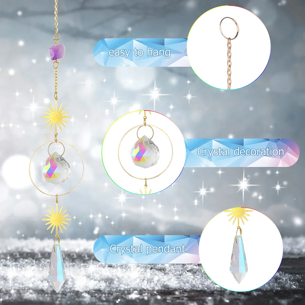 Natürliche Kristall Windspiele Sterne Mond Prismen Licht Catcher Hängen Ornament Fenster Vorhänge Anhänger Hause Garten Dekorationen