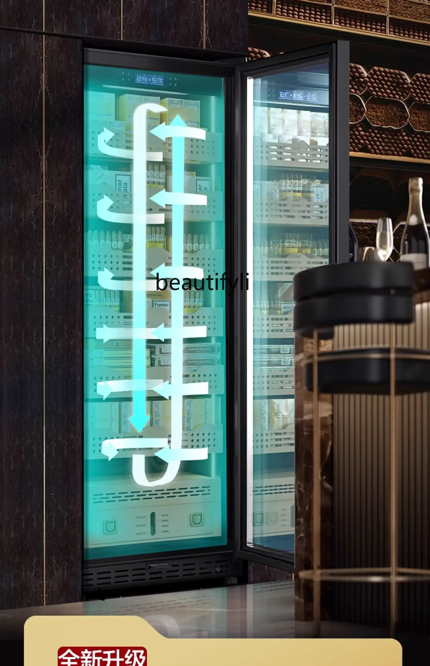 A61 Constant humidity remote, controlled air-cooled bare cedar wood household and commercial melted smoke cabinet