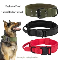 Heavy Duty Tactical Dog Collars with Handle Military K9 Collar with Patch Outdoor Training and Walking for Medium and Large Dogs