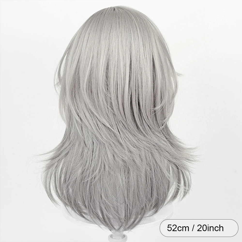 Long Straight Synthetic Grey Wig Stelle Cosplay Game Anime Women Fluffy Heat Resistant Wig for Daily Party