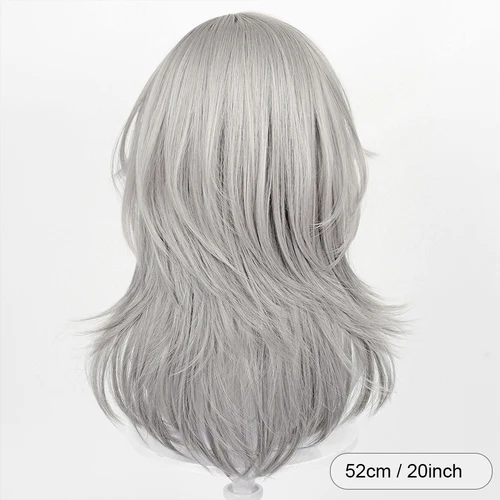 Imagen 2 del producto Peluca gris sintética larga y recta, juego de Cosplay de Stelle, peluca esponjosa resistente al calor para mujer de Anime para fiesta diaria