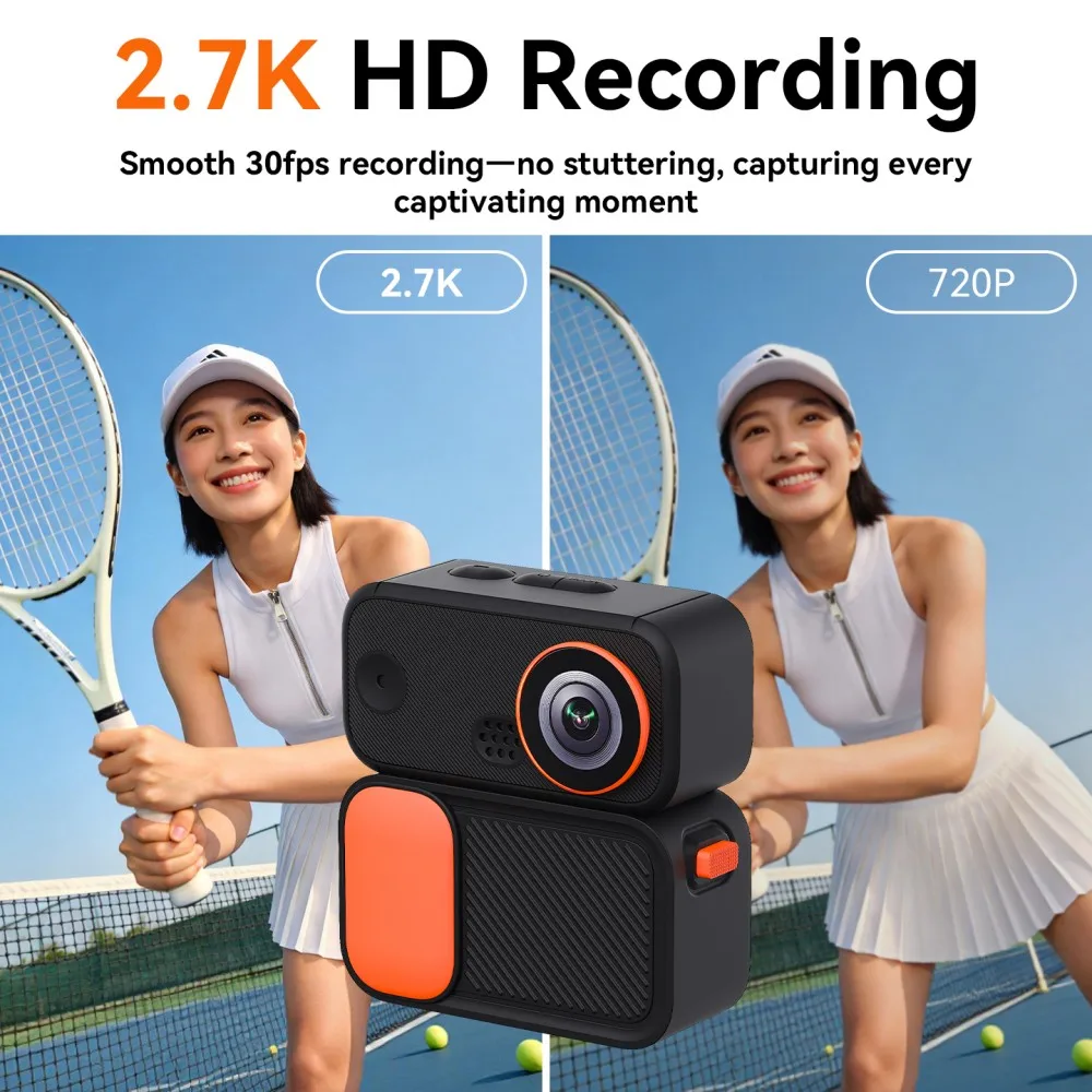 Portable HD 2.7K Magnetic Action Camera Wifi 1.47 Inch  For Outdoor Life Vlog 120° Thumb Pocket Camcorder Pet Digital Camera Cam