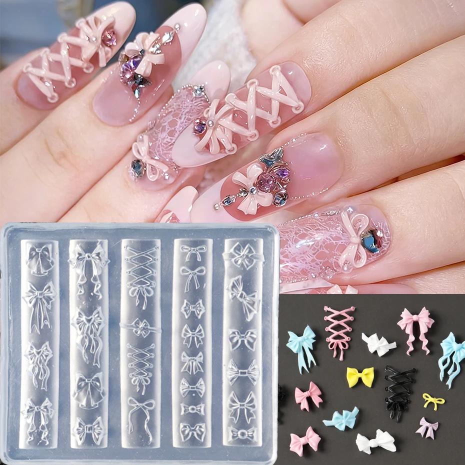 1 Stück Schleifen-Silikon-Nagelstempel: Niedliche Ballettschleife 3D-Muster Geprägte Gel-Stempelvorlage Schablone Nageldekorationen Nagelwerkzeuge