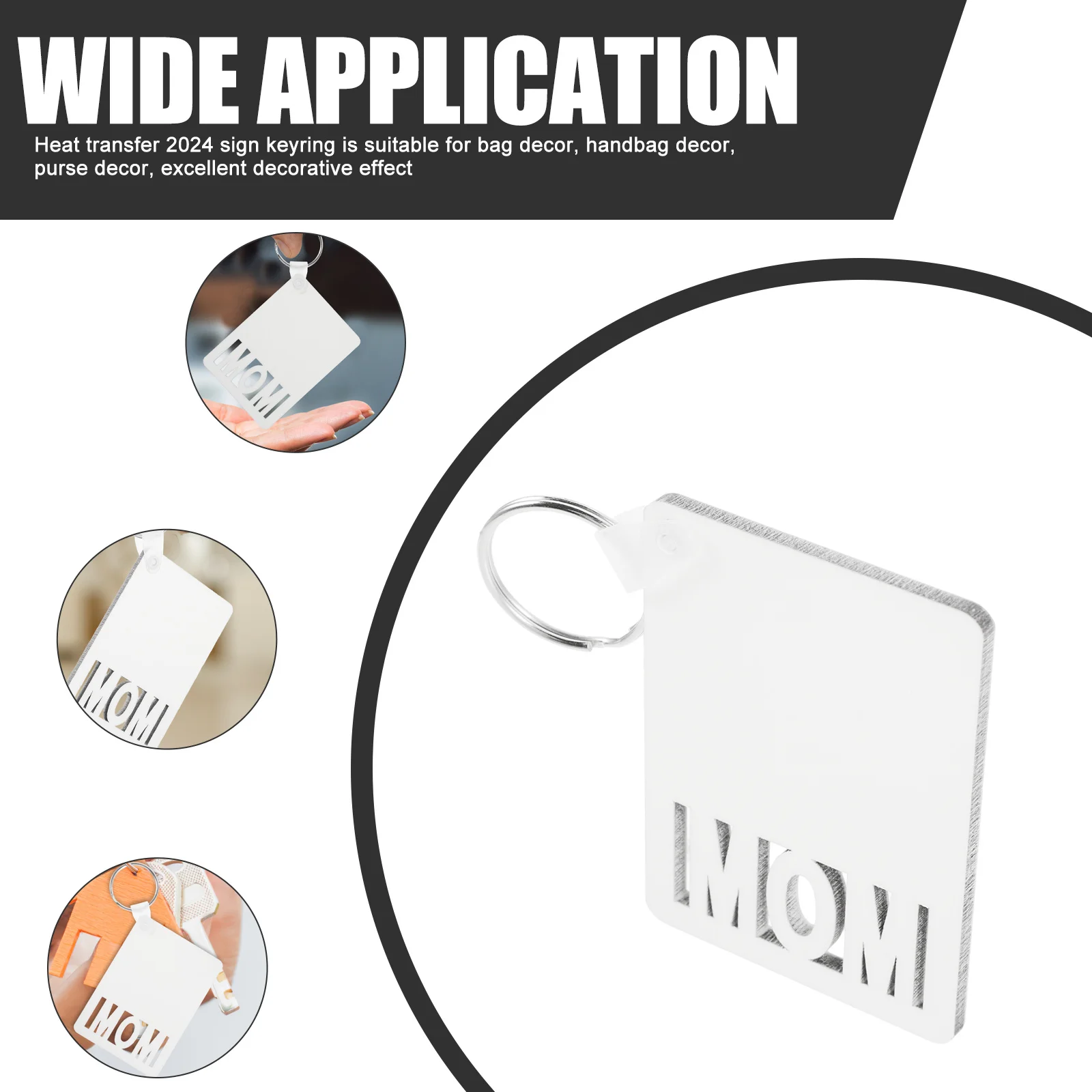 

6 pcs Diy Sublimation Blanks Keyring Mom Sign Pendant For Bag Backpack Purse Decoration Gift Idea Sublimation Keychain Art