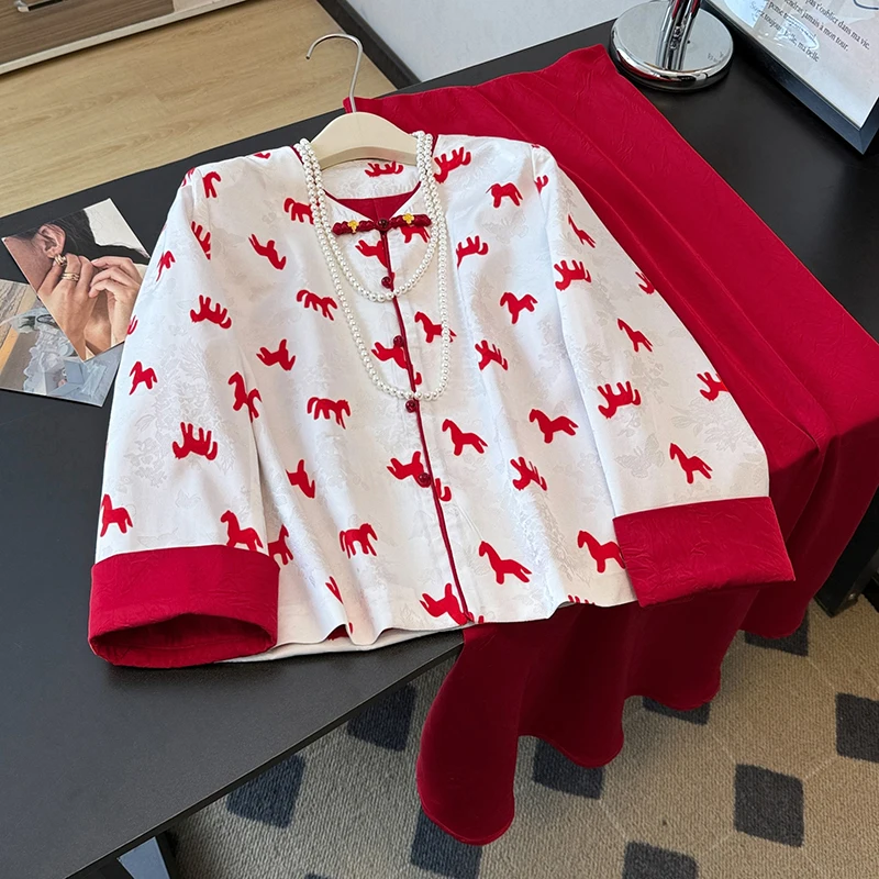 New Autumn Style Embroidered Chinese Traditional Women's Jacket Handmade Button National Style New Year Battle Robe Short Coat