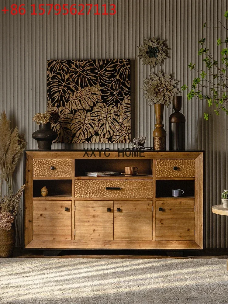 

American Retro Distressed Sideboard Cabinet Home Living Room Wall Tea Homestay Hotel Creative Entrance