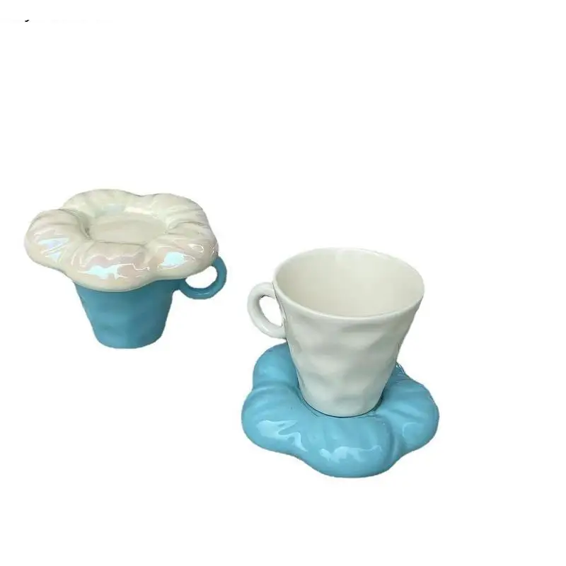 Imagem -05 - Nordic Ceramic Coffee Cup Grupo Blue White Cloud Espresso Acessórios para Decoração de Sala 100ml