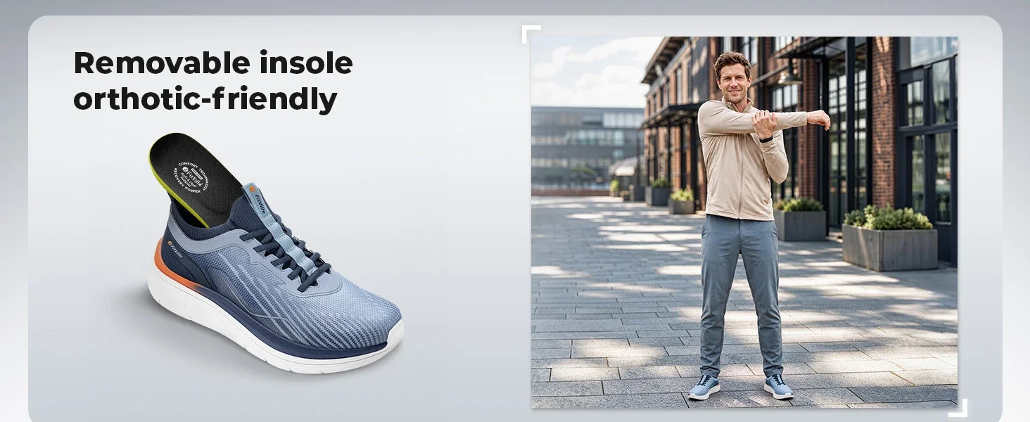 FitVille Extra Wide Toe Herren-Wanderschuhe, wasserabweisende Freizeitsneaker, Sportschuhe für Herren, rutschfest, lindert Fußschmerzen. – Detail 8
