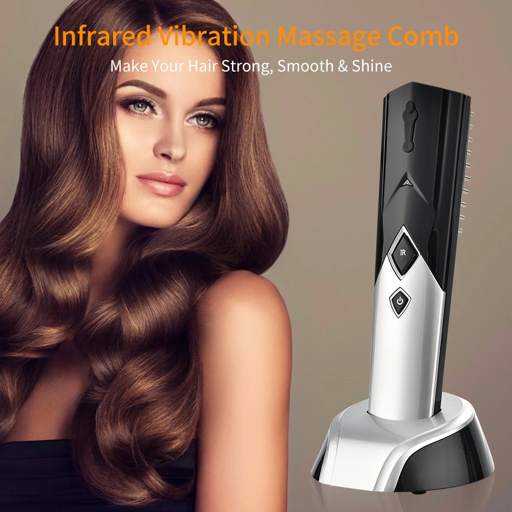 

Electric Liquid Guiding Massage Comb Hair Growth Scalp Hair Care Infrared Vibration Hairbrush Reduce Hair LossHair Styling