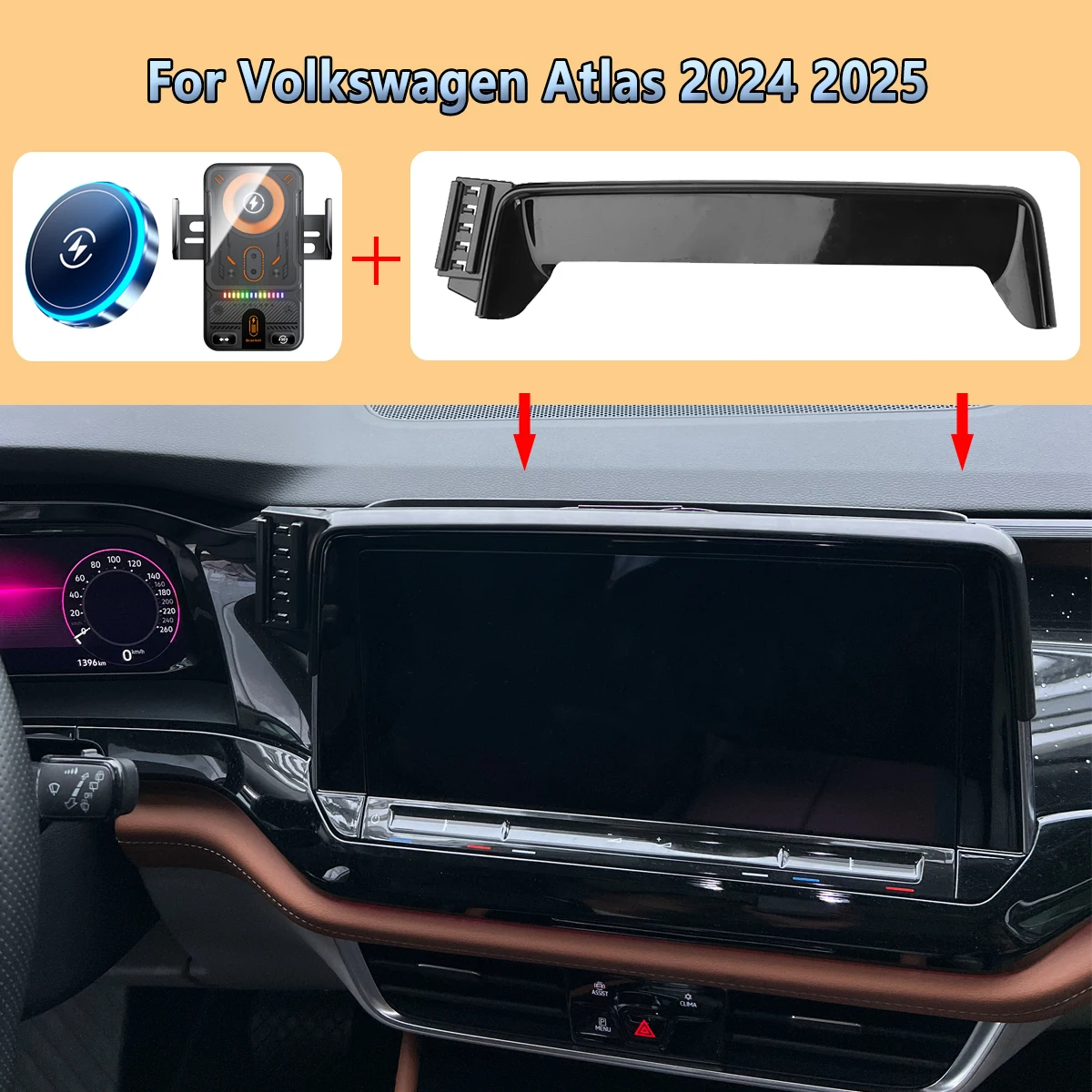 

Car Phone Screen Holder For Volkswagen Atlas 2024 2025 Magnetic Wireless Charging Car phone Rack For MagSafe Display panel Mount