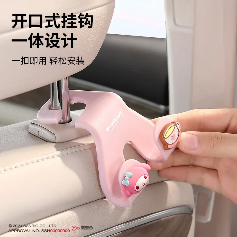 Sanrios Car Seat Double Head Hook Anime Kawaii My Melody Cinnamoroll Kuromi Cute Multifunctional Seat Back Hanging Hook Car Hook