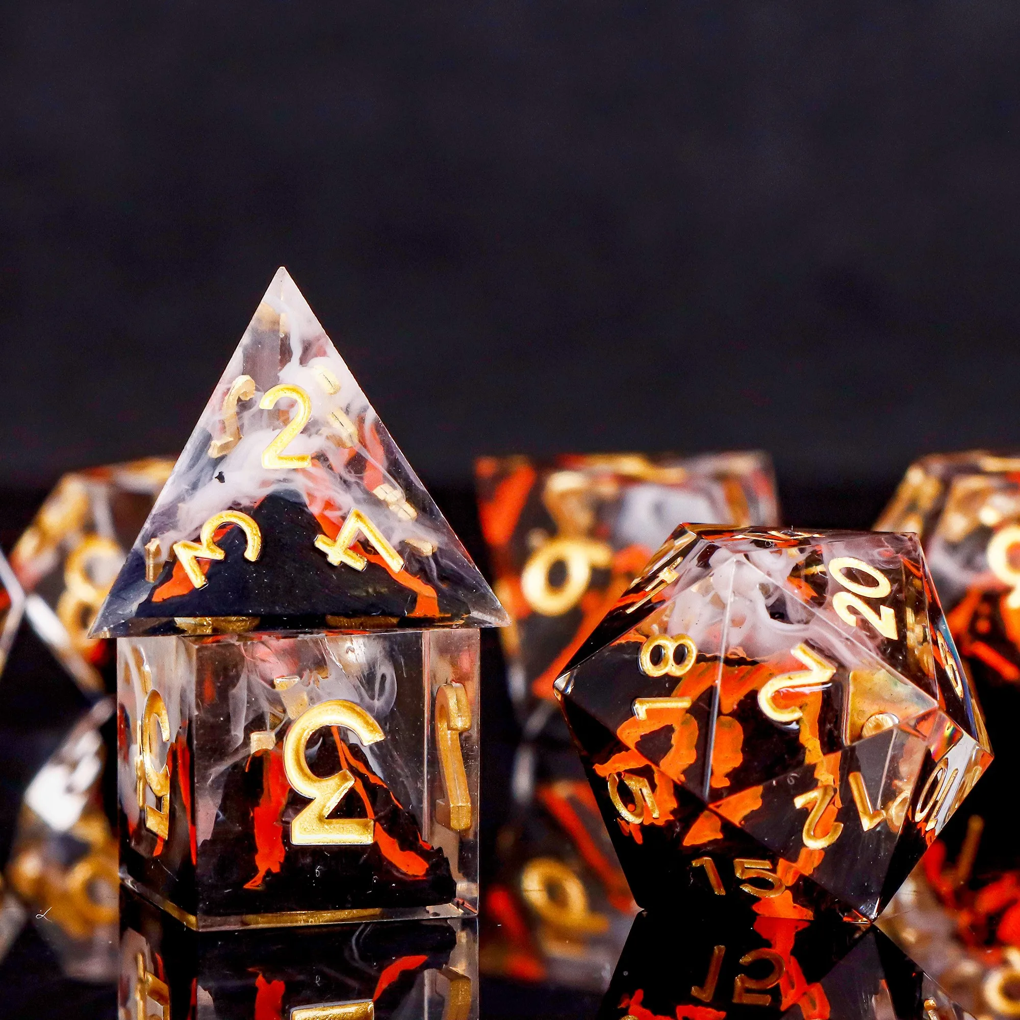 

DnD Volcanic Resin Dice, Handmade Volcano D&D Sharp Edge Dice for Dungeons and Dragons, Volcanic Lava Dice, Polyhedral Dice Set